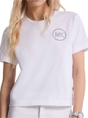 Michael Kors | MK Charm Cropped Tee | White | XXL | NWT
